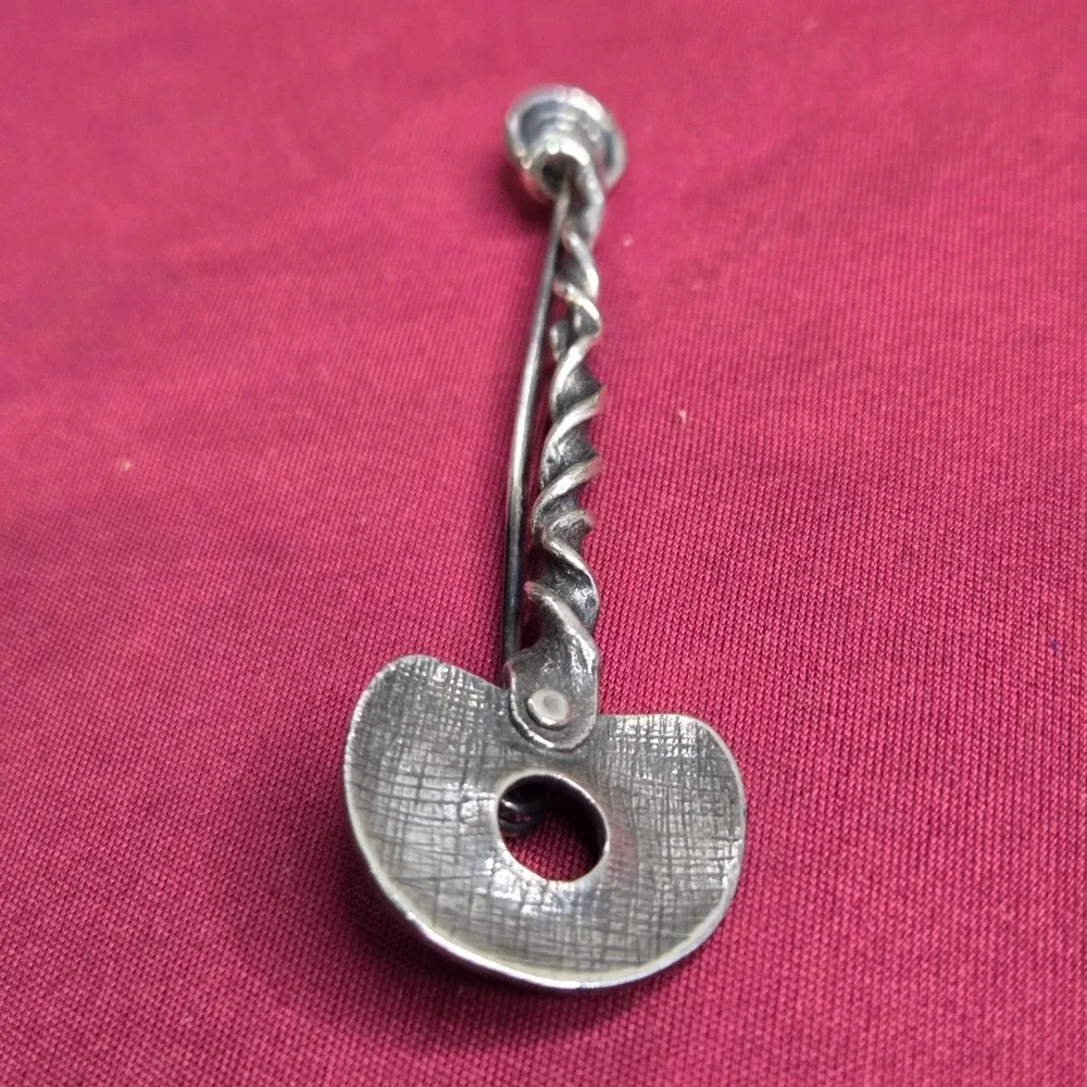 Vintage 925 Sterling Silver Brutalist Artisan Stick Pin Brooch 2.5